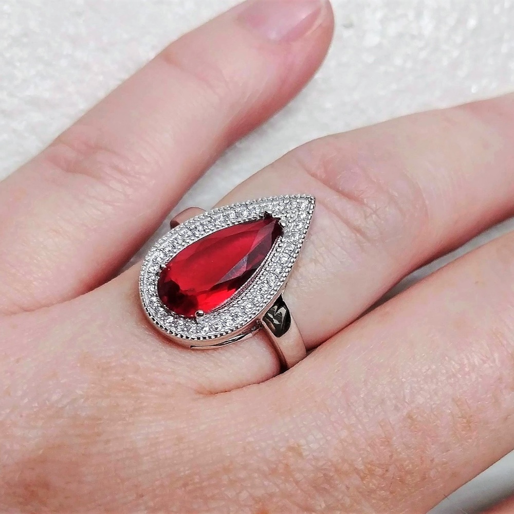 5CT Created Ruby & Genuine White Topaz 925 Silver